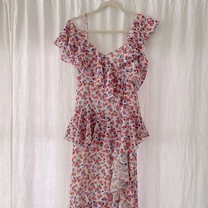 AMUR ruffle midi dress